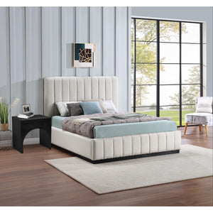 Meridian Lucia Beige Linen Textured Fabric Full Bed