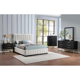 Meridian Lucia Beige Linen Textured Fabric Full Bed