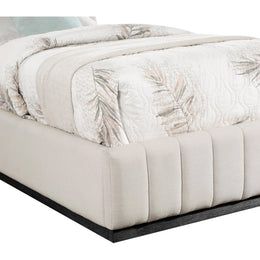 Meridian Lucia Beige Linen Textured Fabric Twin Bed