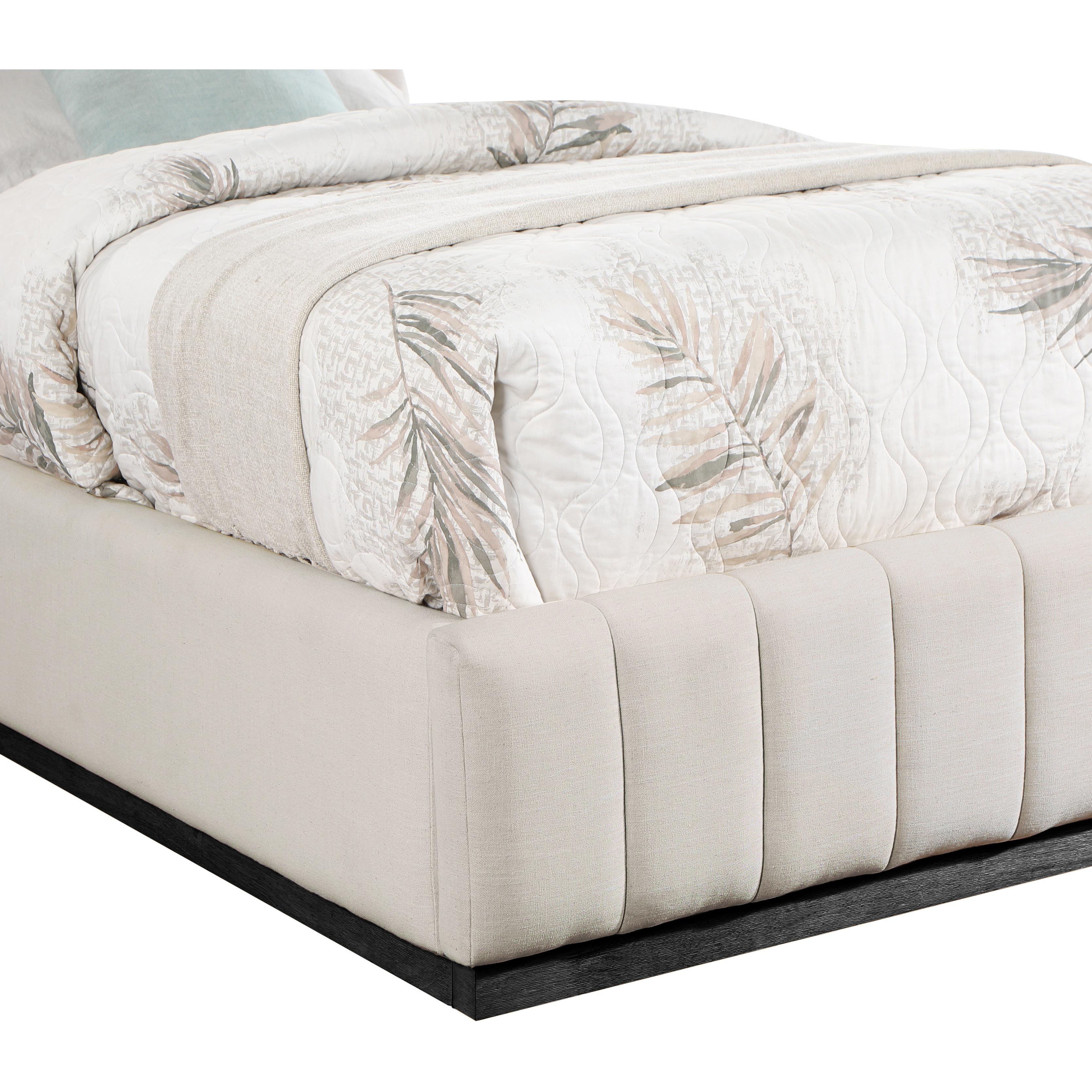 Meridian Lucia Beige Linen Textured Fabric Twin Bed