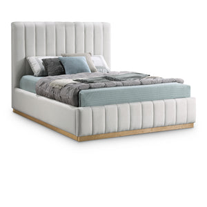 Meridian Lucia Cream Linen Textured Fabric Full Bed