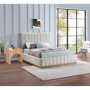 Meridian Lucia Cream Linen Textured Fabric Full Bed