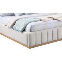 Meridian Lucia Cream Linen Textured Fabric King Bed