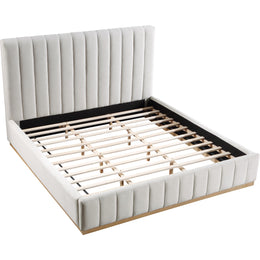 Meridian Lucia Cream Linen Textured Fabric King Bed