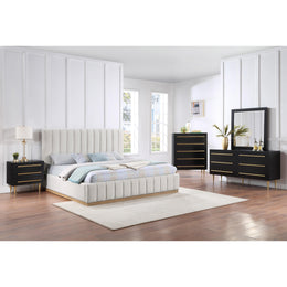 Meridian Lucia Cream Linen Textured Fabric King Bed