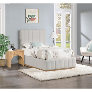 Meridian Lucia Cream Linen Textured Fabric Twin Bed