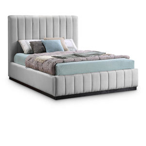 Meridian Lucia Grey Linen Textured Fabric Full Bed