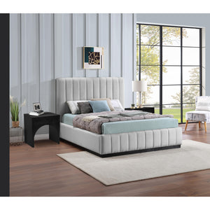 Meridian Lucia Grey Linen Textured Fabric Full Bed