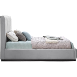 Meridian Lucia Grey Linen Textured Fabric Full Bed