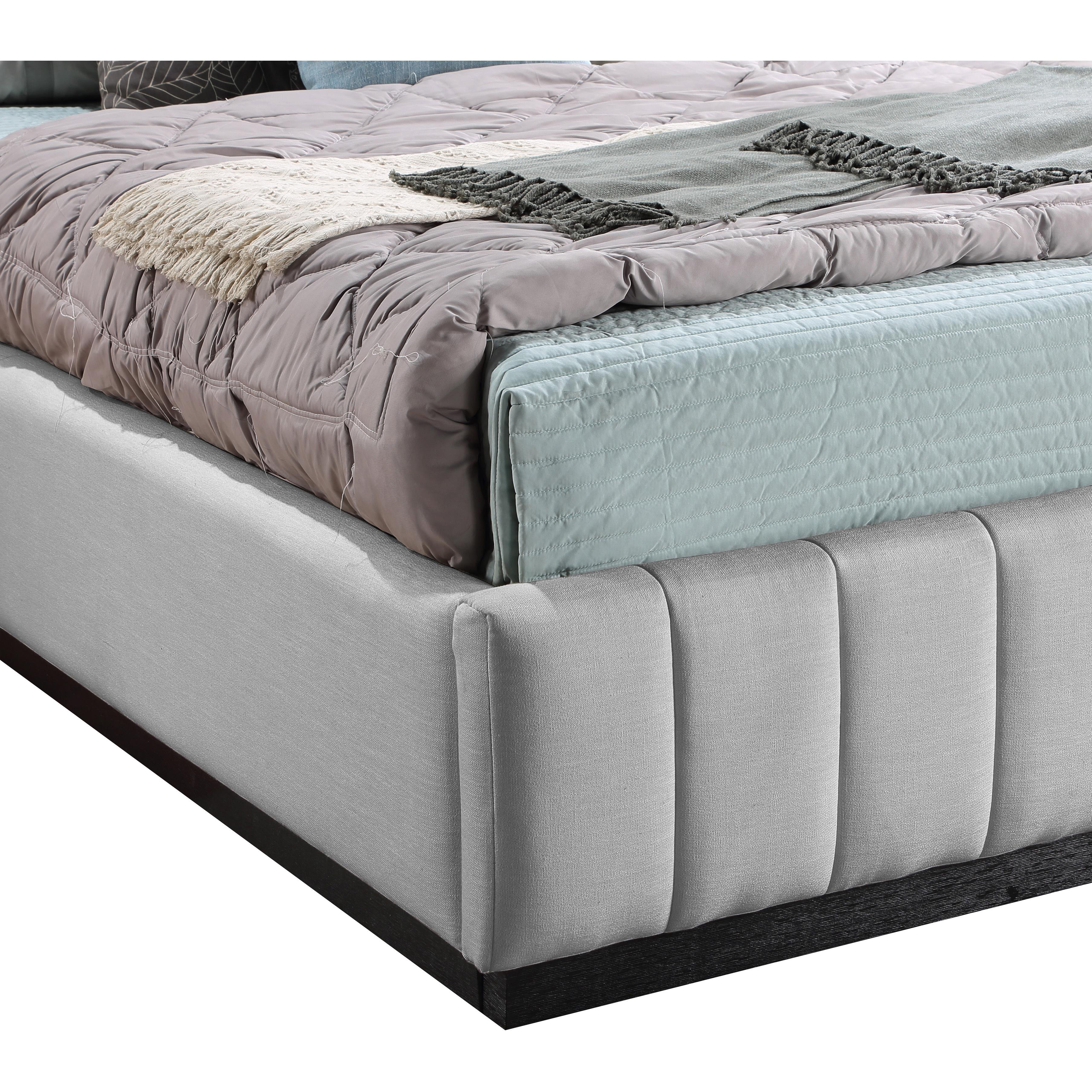 Meridian Lucia Grey Linen Textured Fabric Full Bed