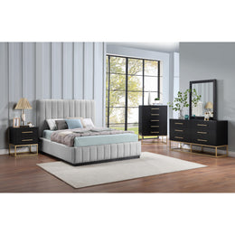 Meridian Lucia Grey Linen Textured Fabric Full Bed