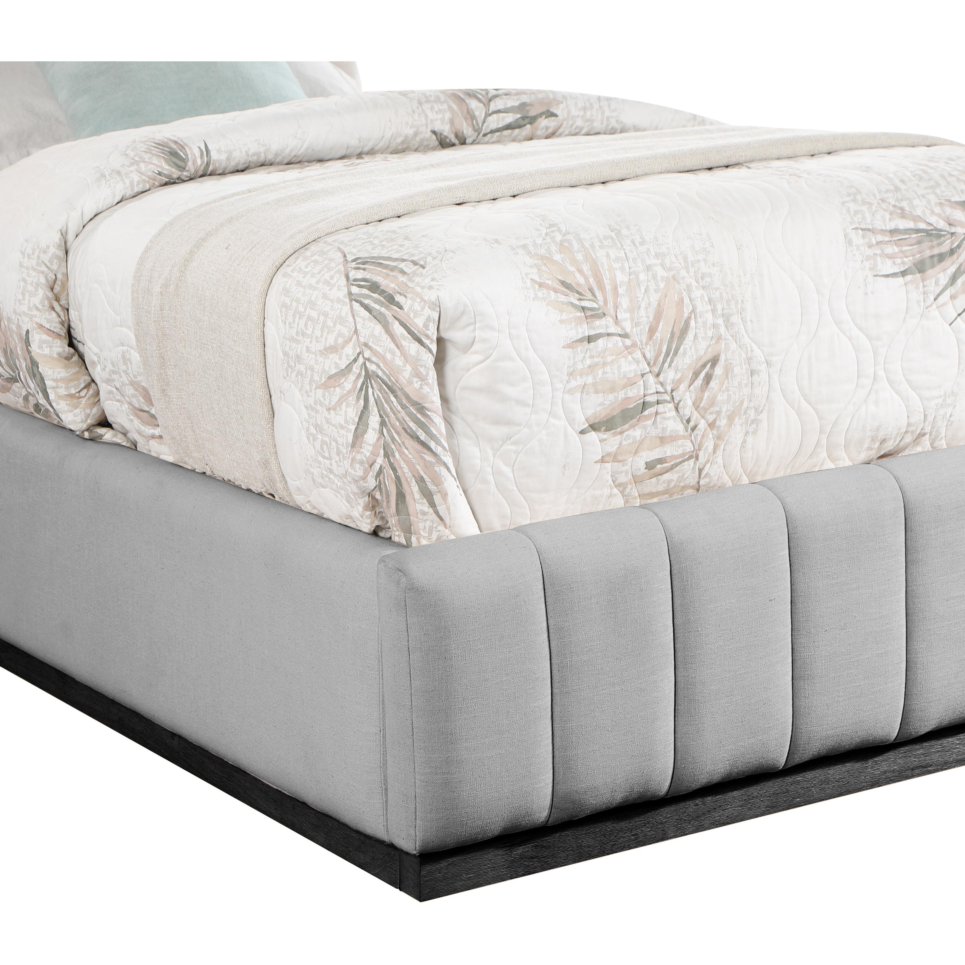 Meridian Lucia Grey Linen Textured Fabric Twin Bed