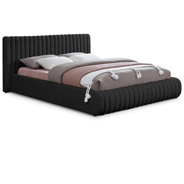 Meridian Nash Black Boucle Fabric Full Bed