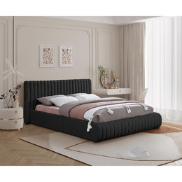 Meridian Nash Black Boucle Fabric Queen Bed