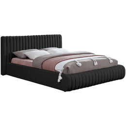 Meridian Nash Black Boucle Fabric Queen Bed