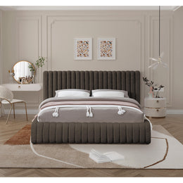 Meridian Nash Brown Boucle Fabric Full Bed