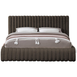 Meridian Nash Brown Boucle Fabric King Bed
