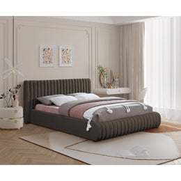 Meridian Nash Brown Boucle Fabric Queen Bed
