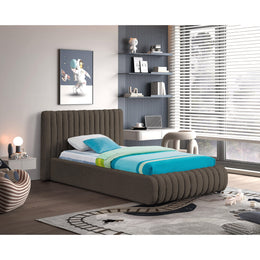 Meridian Nash Brown Boucle Fabric Twin Bed
