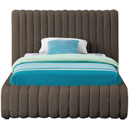 Meridian Nash Brown Boucle Fabric Twin Bed