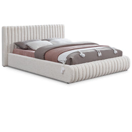 Meridian Nash Cream Boucle Fabric King Bed