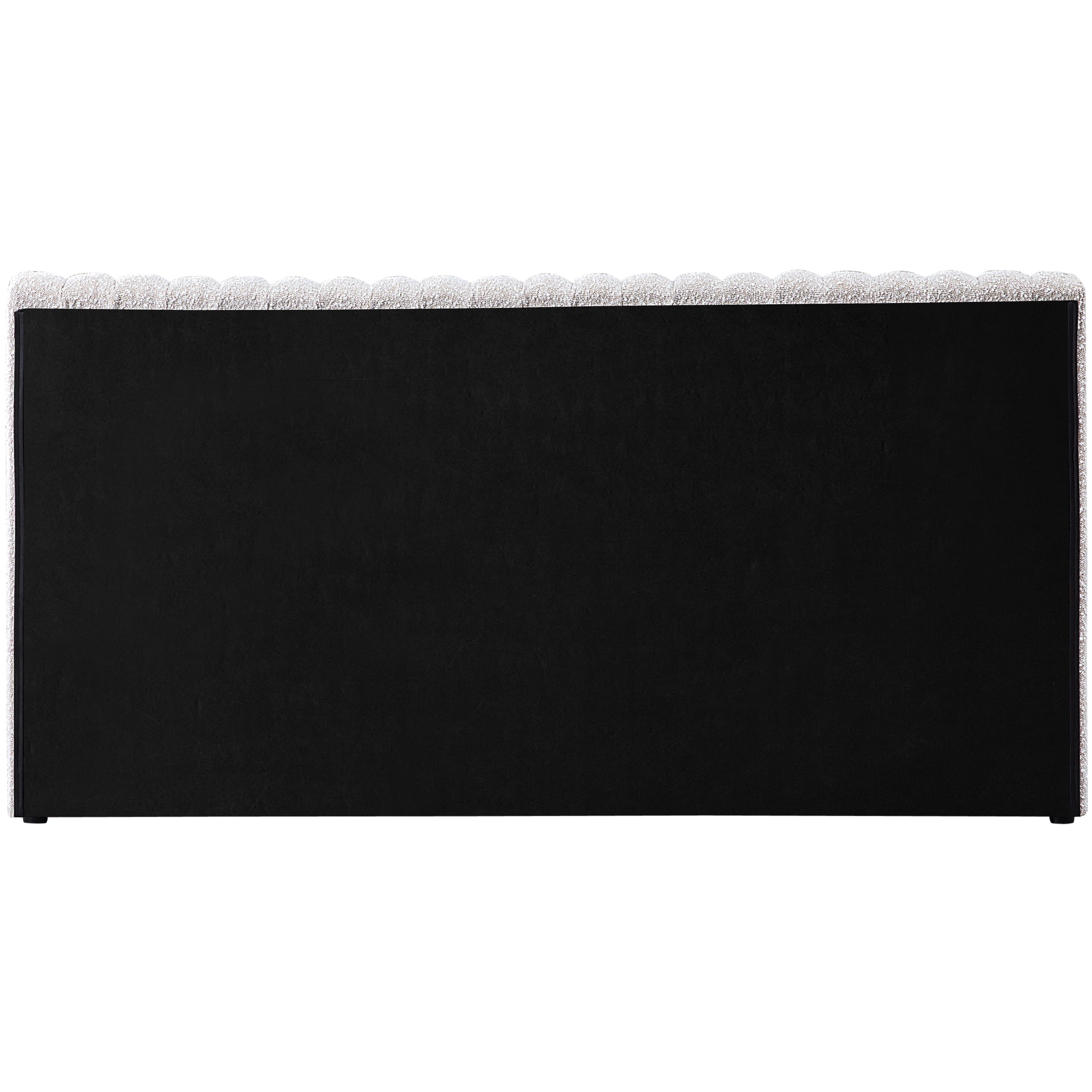 Meridian Nash Cream Boucle Fabric Queen Bed