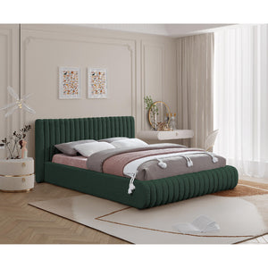 Meridian Nash Green Boucle Fabric Queen Bed