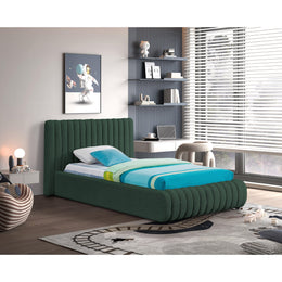 Meridian Nash Green Boucle Fabric Twin Bed