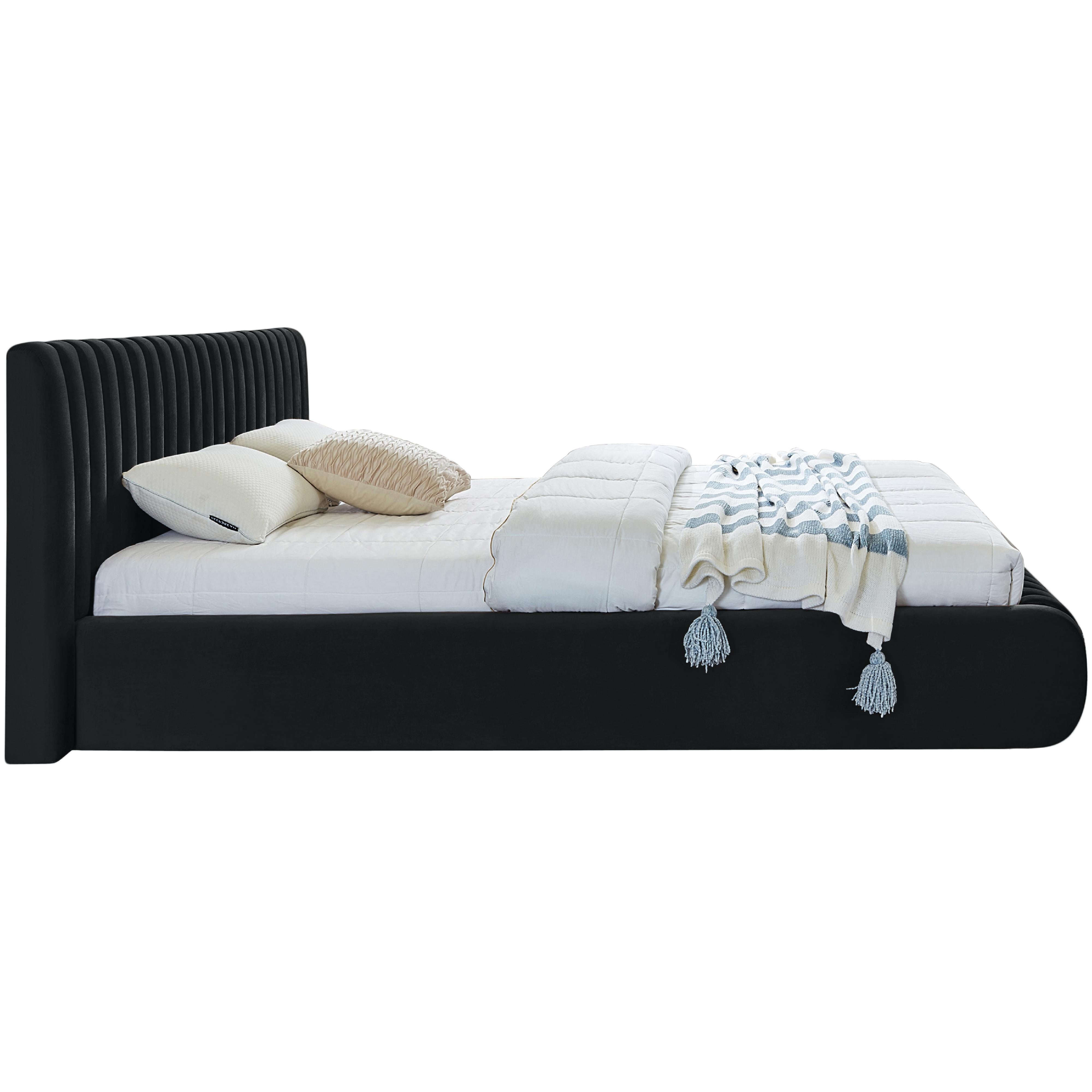 Meridian Nico Black Velvet Queen Bed