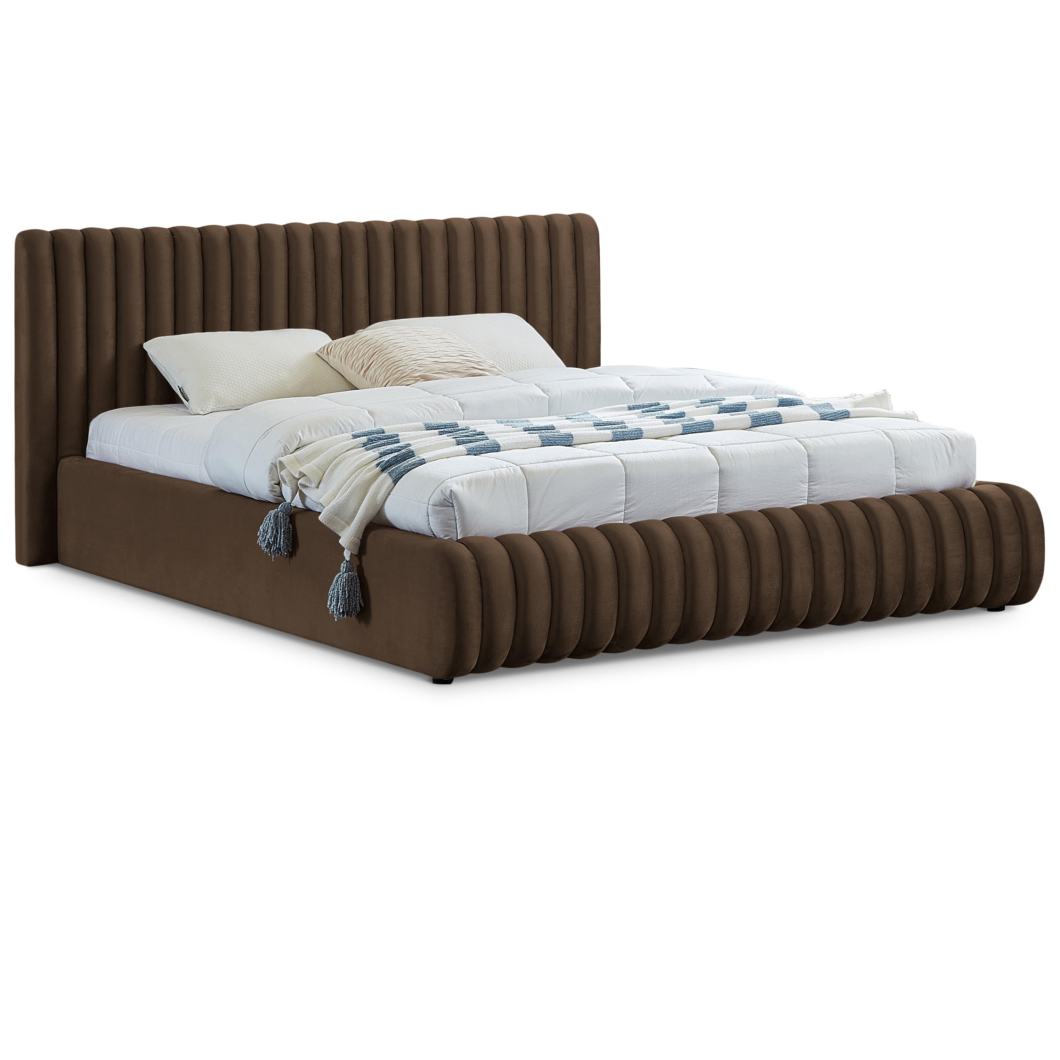 Meridian Nico Brown Velvet King Bed