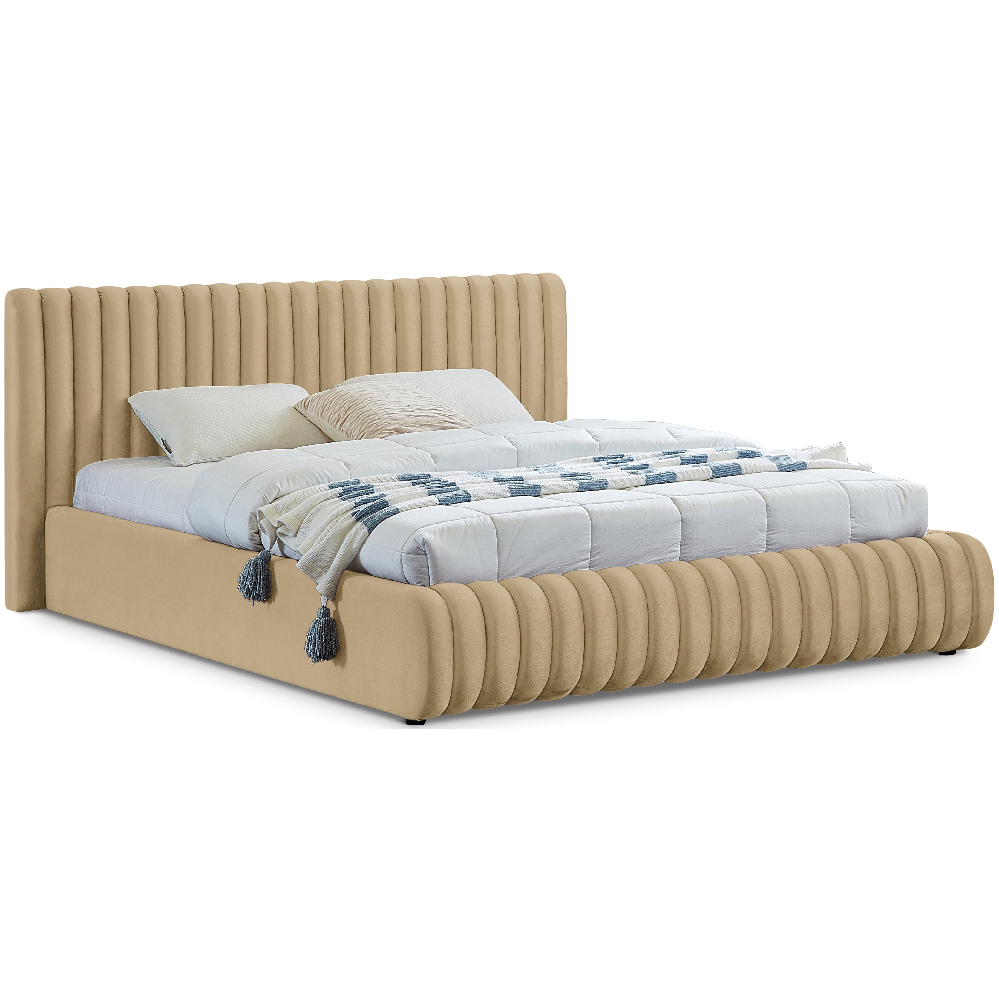 Meridian Nico Camel Velvet Full Bed