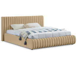 Meridian Nico Camel Velvet King Bed