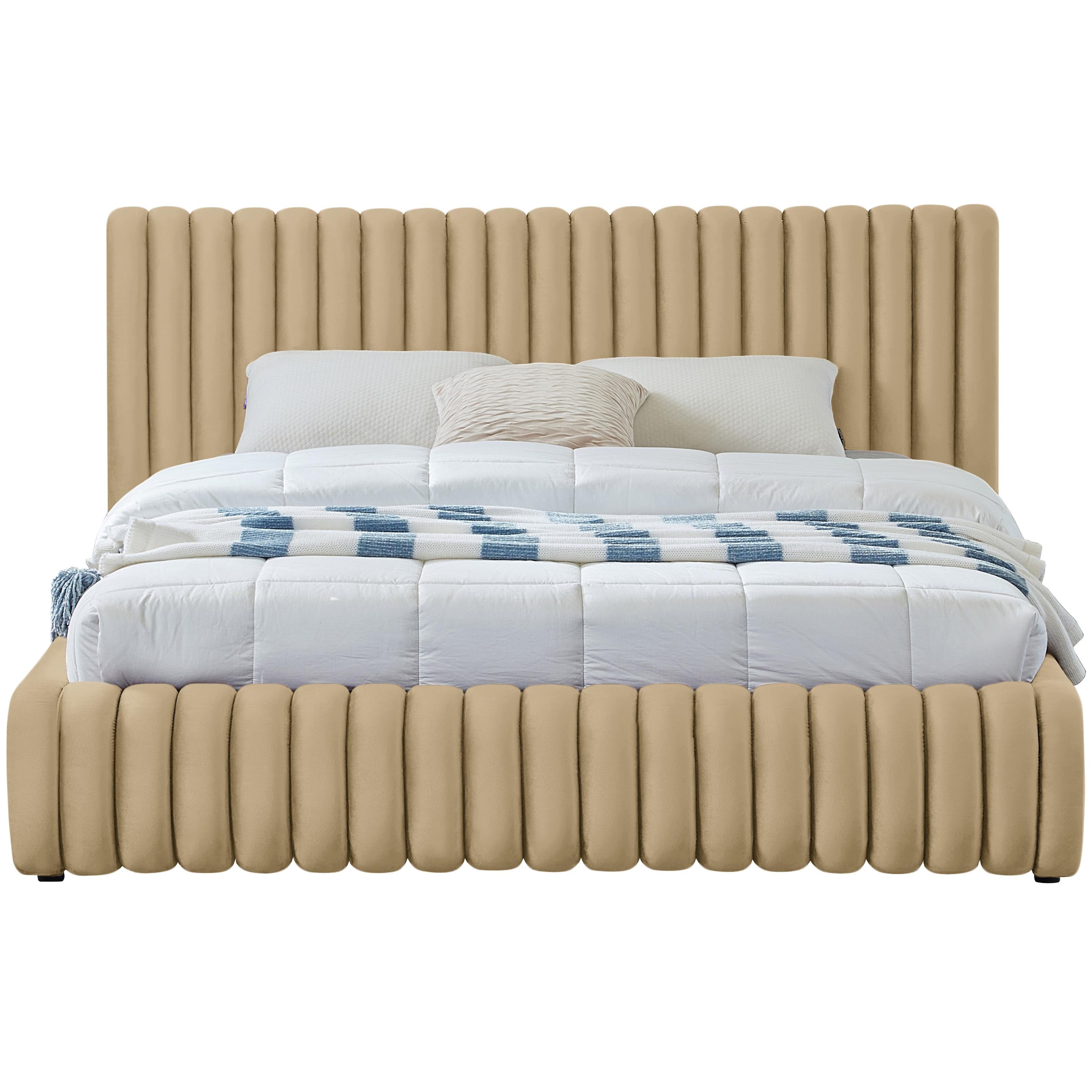 Meridian Nico Camel Velvet King Bed
