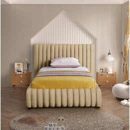 Meridian Nico Camel Velvet Twin Bed