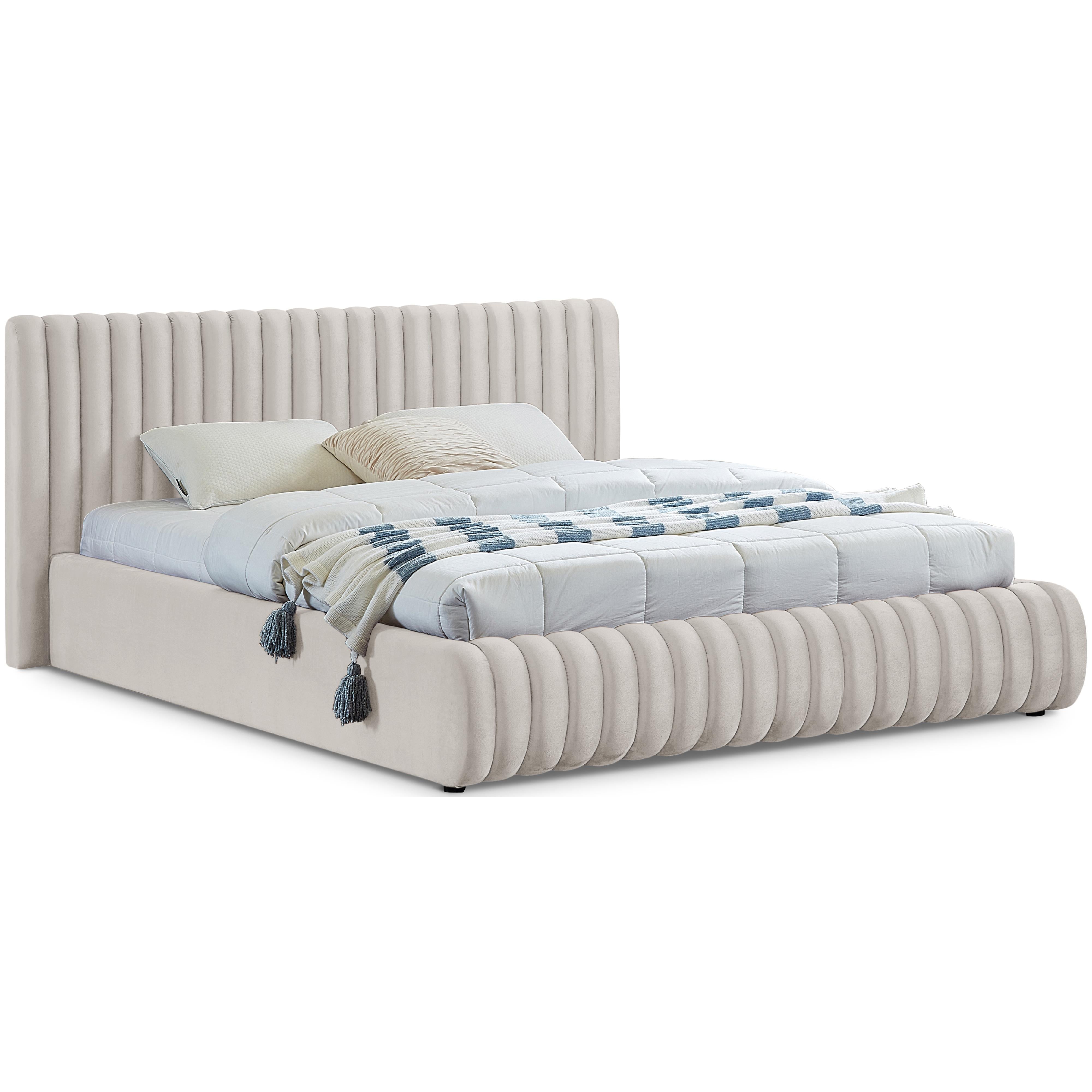 Meridian Nico Cream Velvet Full Bed