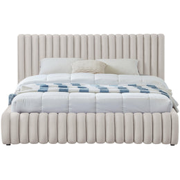 Meridian Nico Cream Velvet Queen Bed