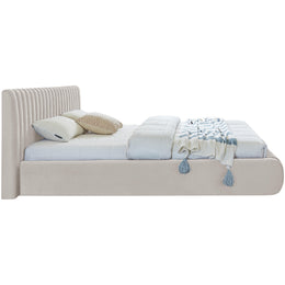 Meridian Nico Cream Velvet Queen Bed