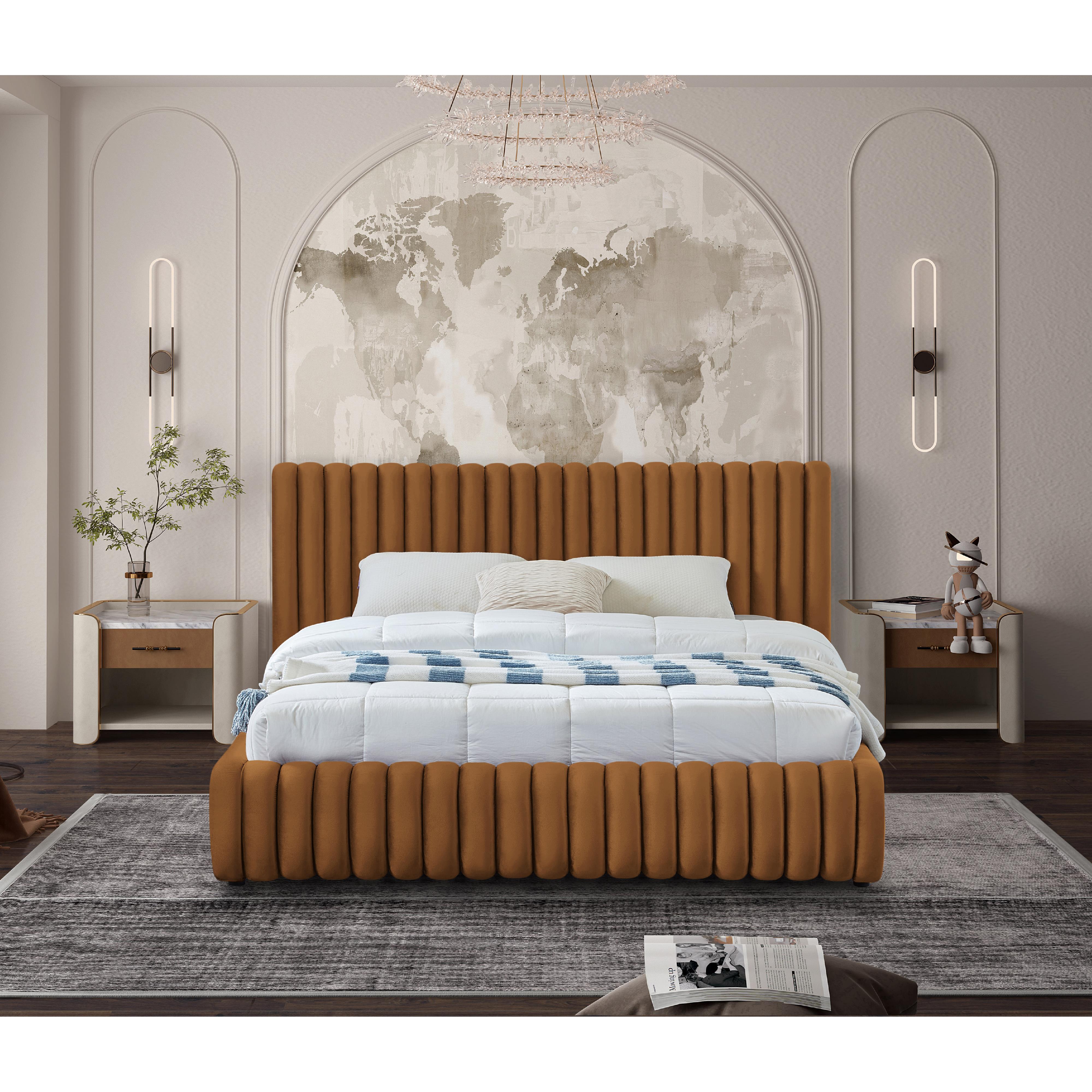 Meridian Nico Saddle Velvet Full Bed
