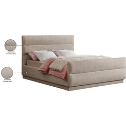 Meridian Paxton Beige Chenille Fabric King Bed (3 Boxes)