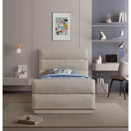 Meridian Paxton Beige Chenille Fabric Twin Bed (3 Boxes)