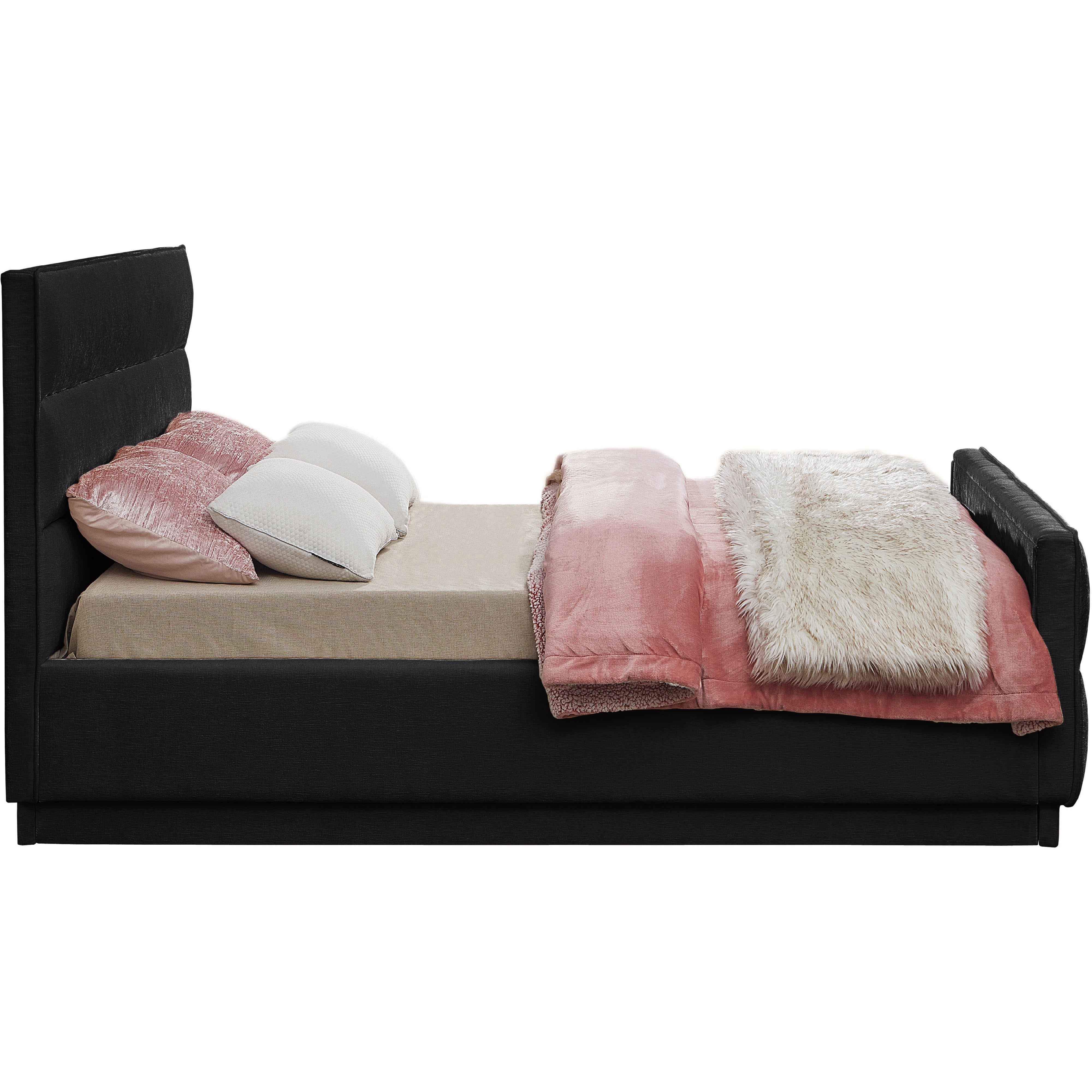 Meridian Paxton Black Chenille Fabric King Bed (3 Boxes)