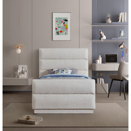 Meridian Paxton Cream Chenille Fabric Twin Bed (3 Boxes)