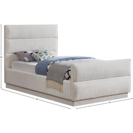 Meridian Paxton Cream Chenille Fabric Twin Bed (3 Boxes)