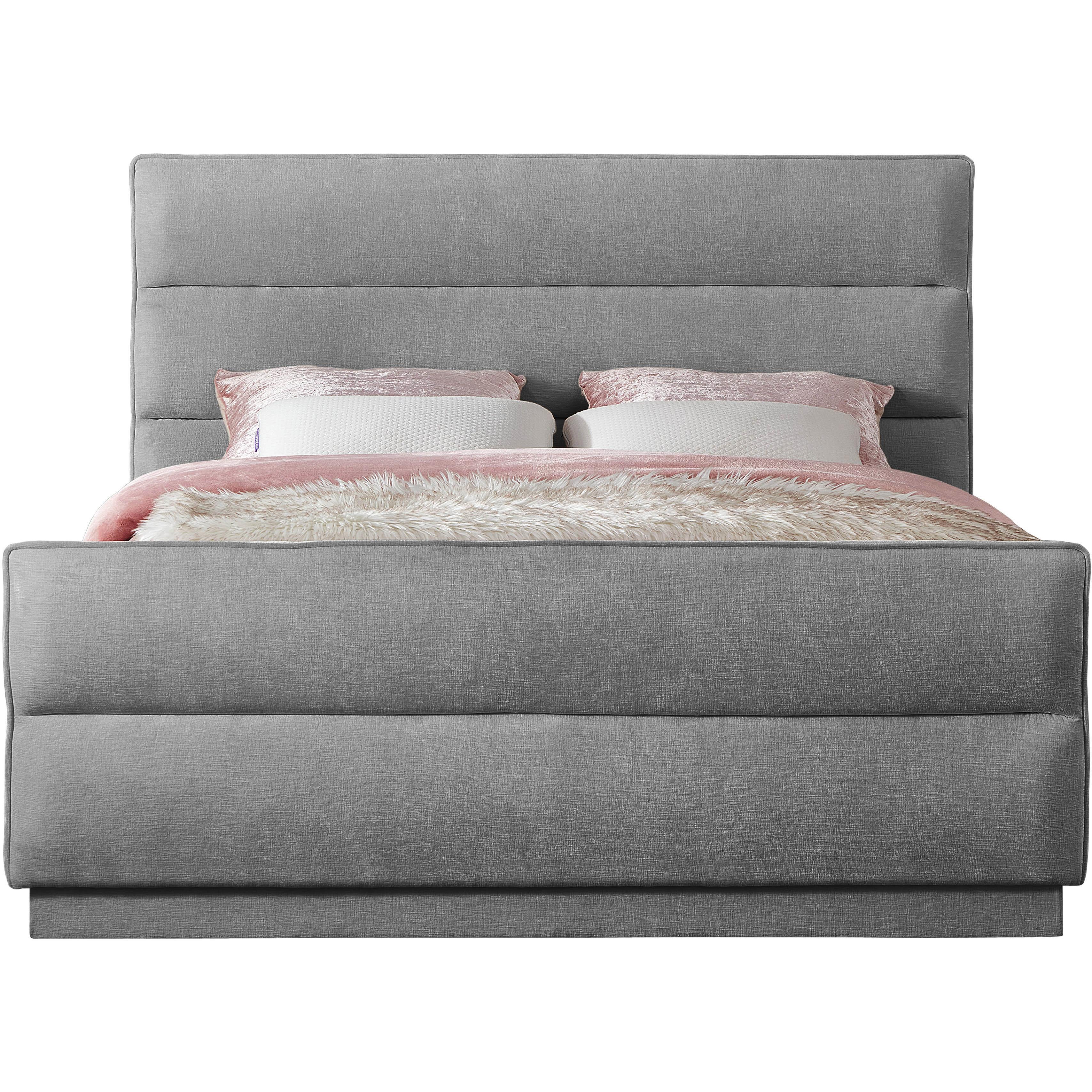Meridian Paxton Grey Chenille Fabric Queen Bed (3 Boxes)