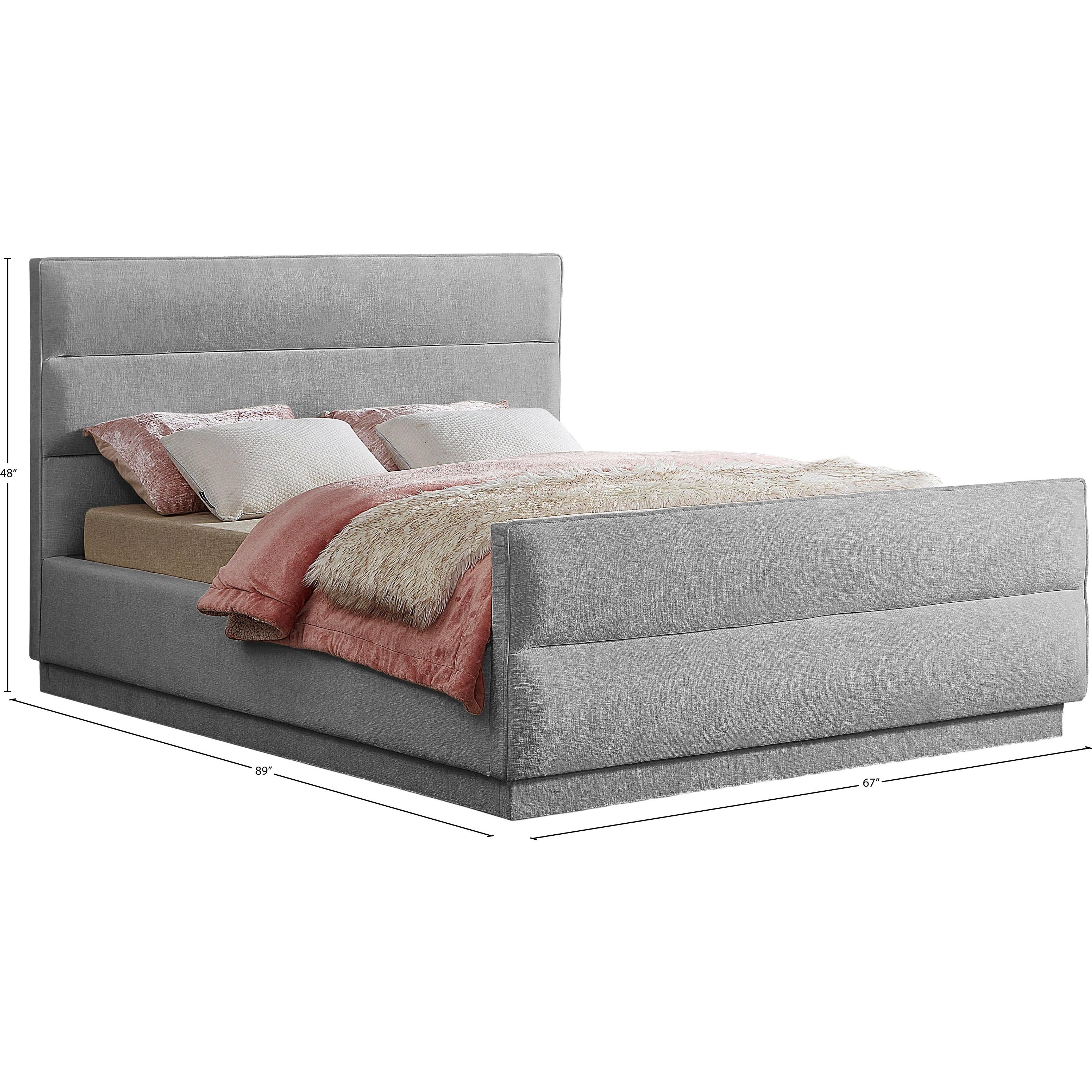 Meridian Paxton Grey Chenille Fabric Queen Bed (3 Boxes)