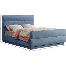 Meridian Paxton Light Blue Chenille Fabric Queen Bed (3 Boxes)