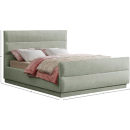 Meridian Paxton Mint Chenille Fabric Queen Bed (3 Boxes)