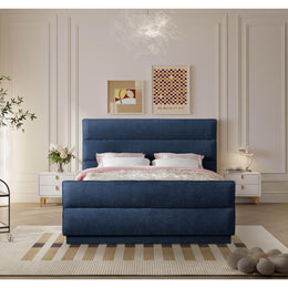 Meridian Paxton Navy Chenille Fabric Full Bed (3 Boxes)