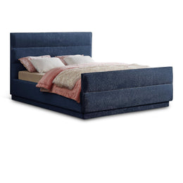 Meridian Paxton Navy Chenille Fabric Queen Bed (3 Boxes)