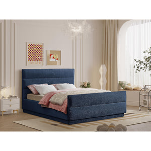 Meridian Paxton Navy Chenille Fabric Queen Bed (3 Boxes)